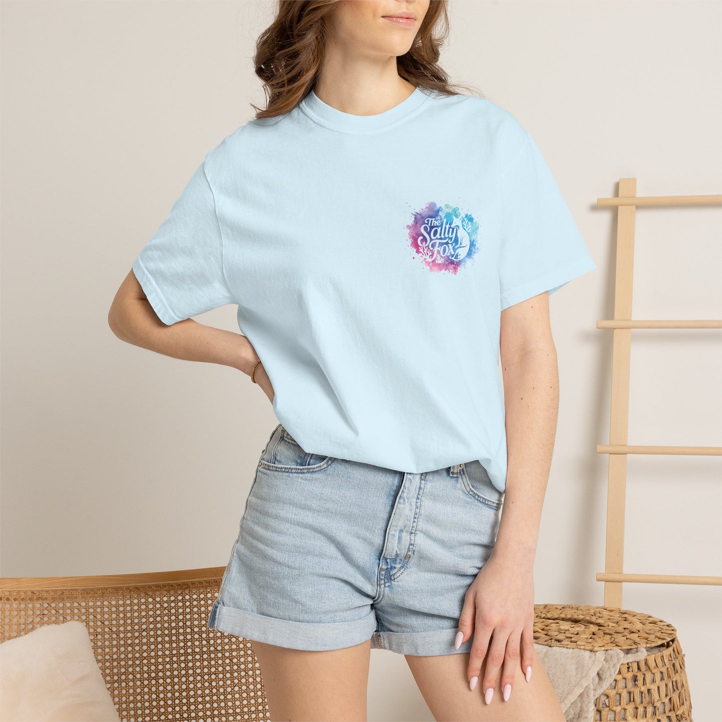 Seafoam Fox T-Shirt — "The Salty Fox" Ocean Coral Graphic Tee