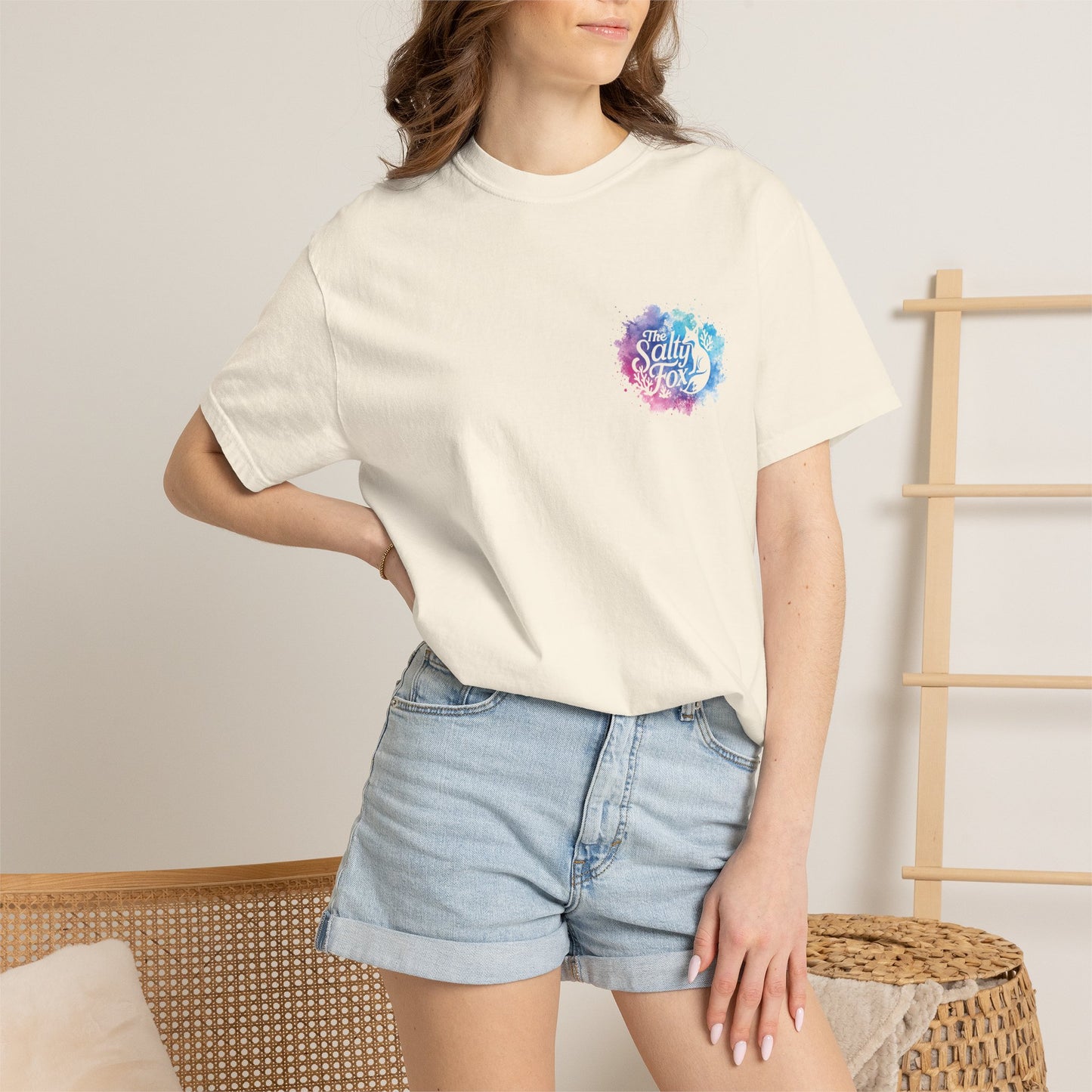 Seafoam Fox T-Shirt — "The Salty Fox" Ocean Coral Graphic Tee
